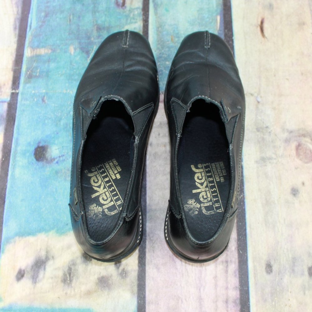 Rieker Black Leather Anti Stress Low Heel Slip on Shoes Size 37 US 6 - Picture 6 of 9